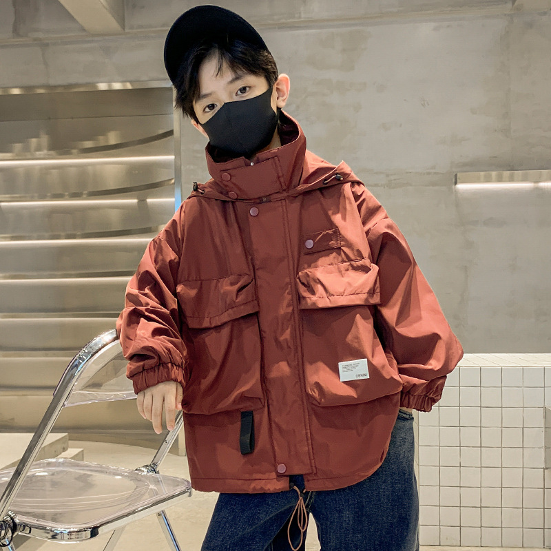 巴拉巴拉男孩女孩男童炸街工装外套春秋款2025新款儿童连帽夹克中