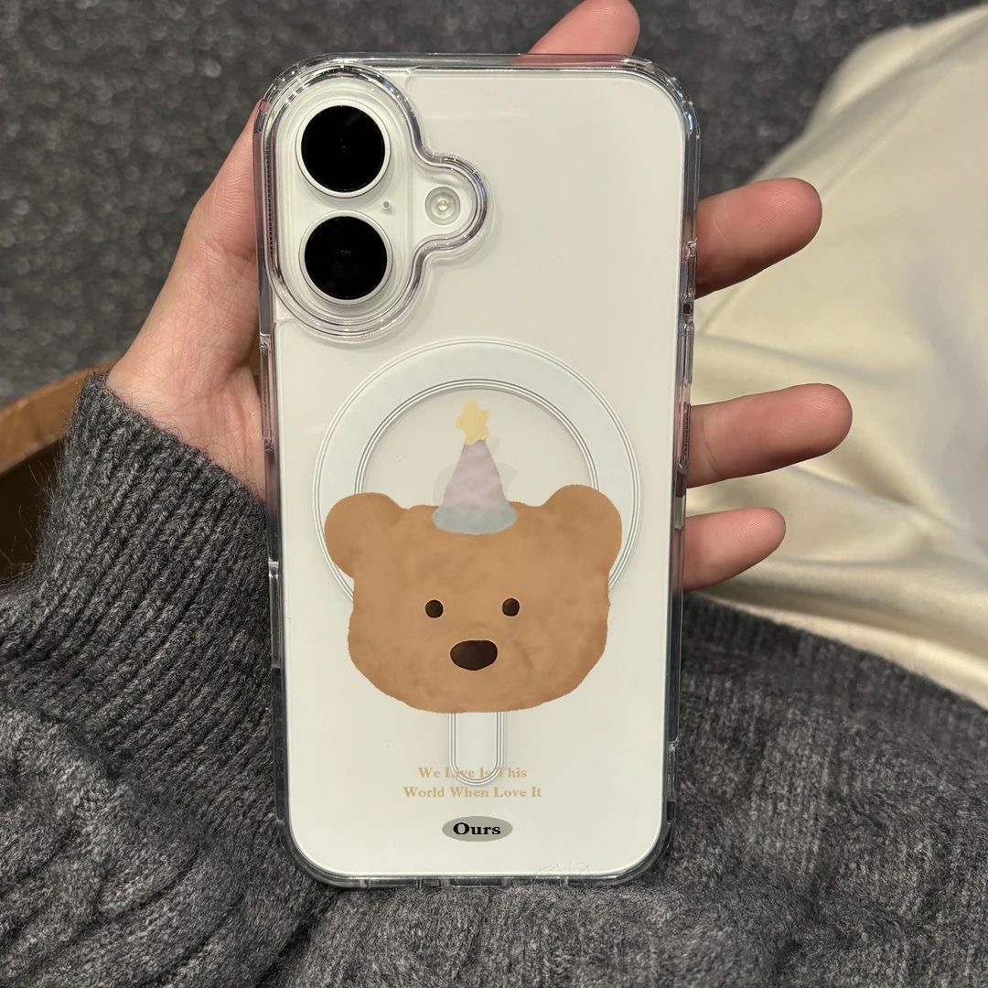 磁吸二合一简约小熊适用苹果17Promax手机壳16个性15防摔14肤感13