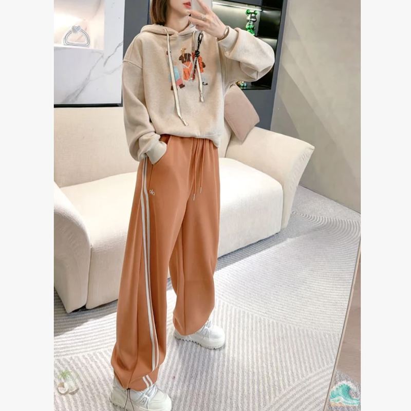 2025秋冬新款时尚加绒潮牌休闲卫衣卫裤慵懒风绝美穿搭保暖套装