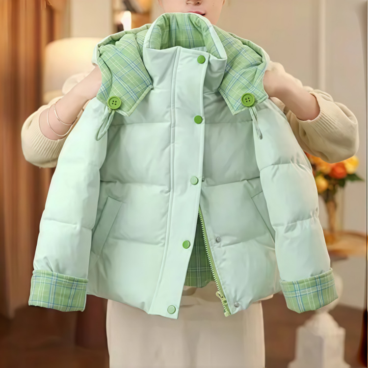 冬季保暖棉袄休闲格子女童加厚款儿童外套中大童棉服