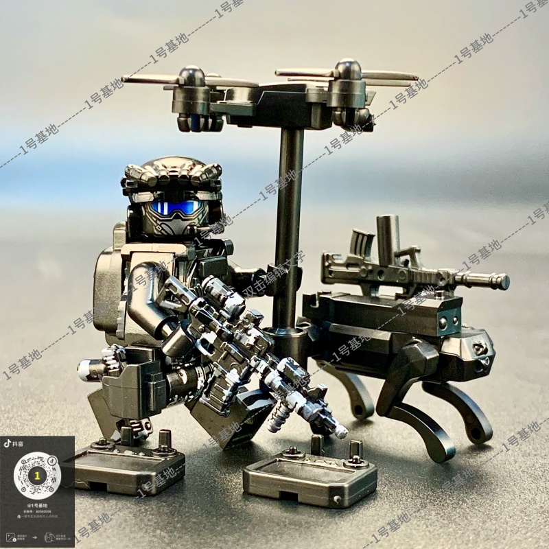 新款军事积木机械狼无人机特警特种兵人仔士兵男孩子益智拼装玩具