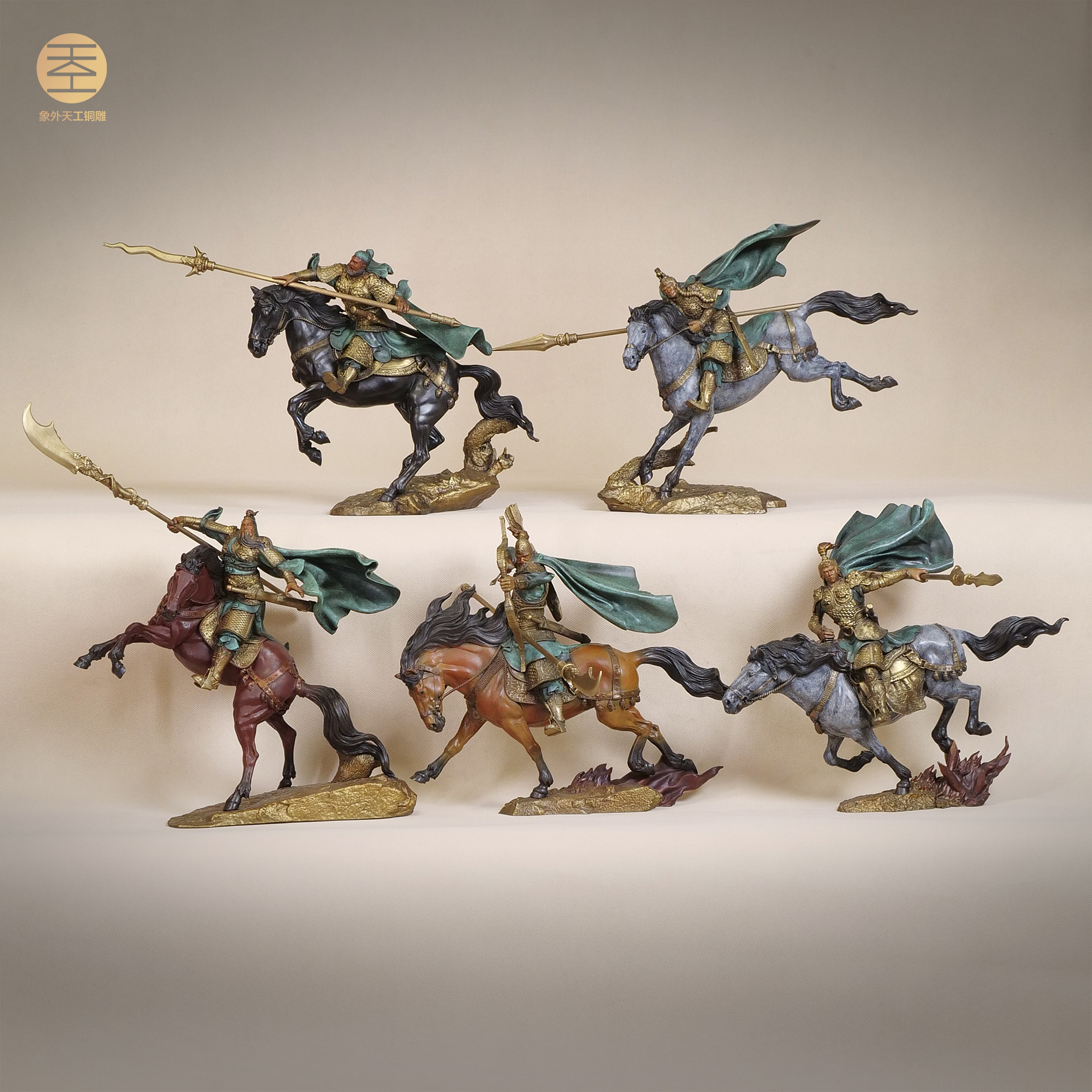 象外天工双11国风、三国五虎将关羽张飞赵云马超黄忠全铜原创雕塑