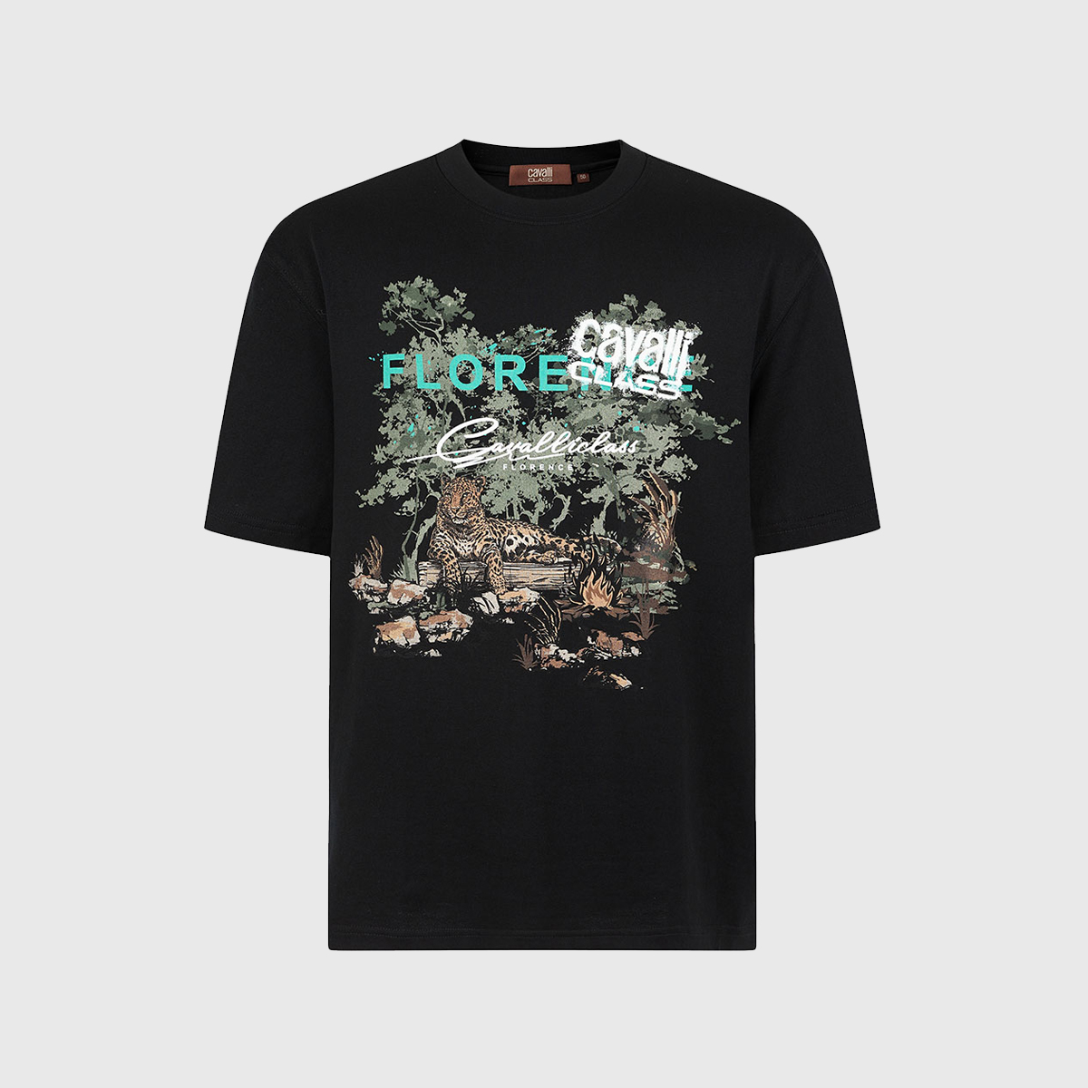 Cavalli Class25夏圆领短袖纯棉动物印花轻奢休闲男阔版 RWC269