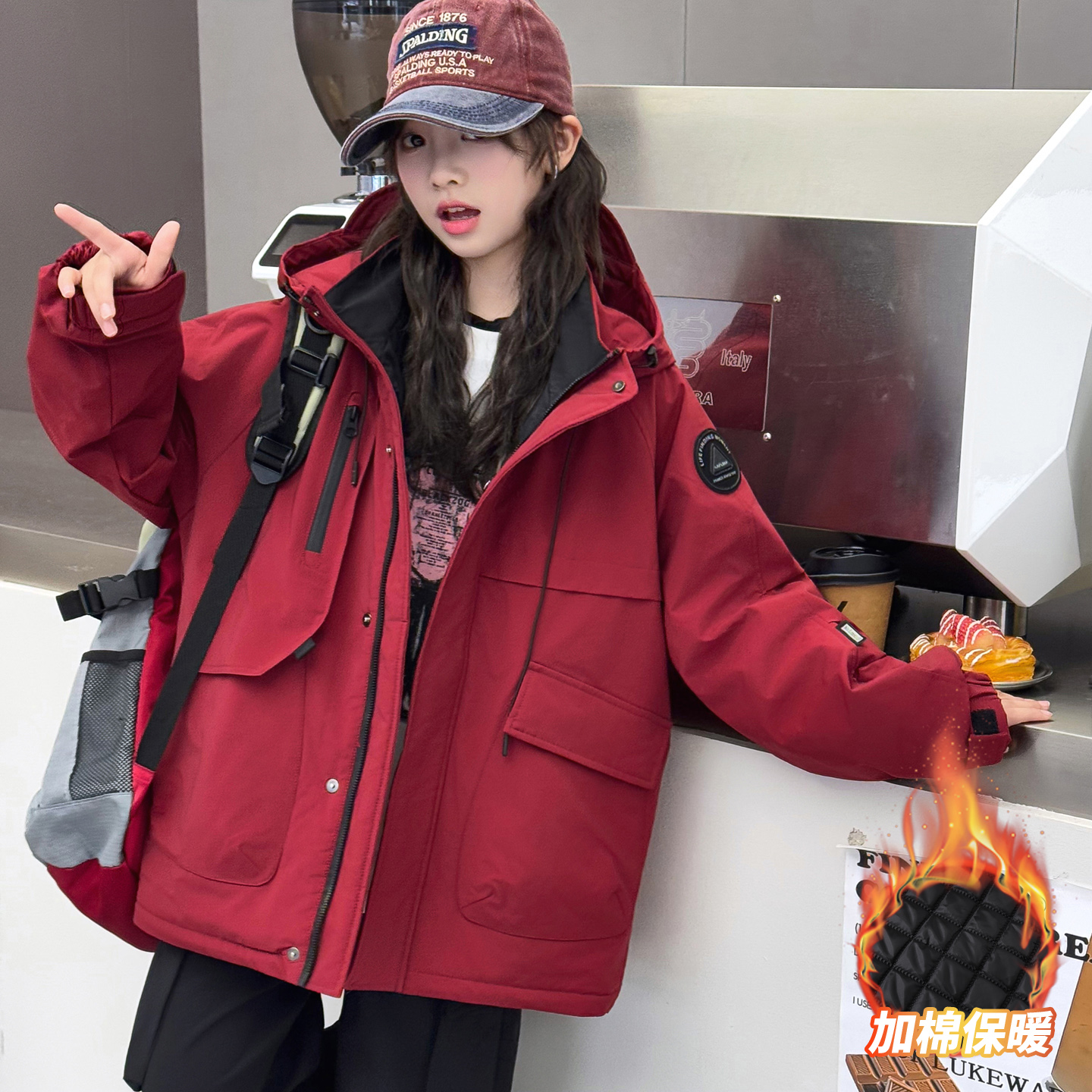 女童冲锋衣外套秋冬款2025新款儿童装洋气加厚中大童冬季6-12棉服