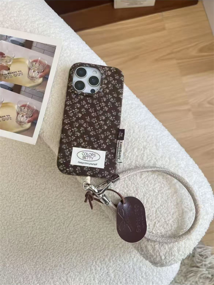 秋冬复古绒布小碎花适用iPhone17promax手机壳16pro手提15promax