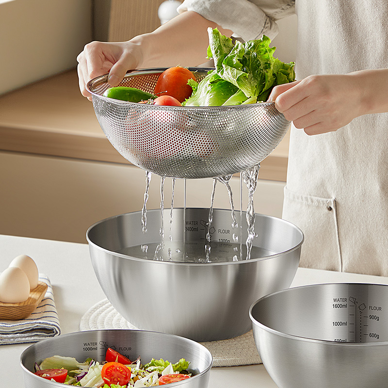 和面家用厨房烘焙方便加厚大容量打蛋盆漏盆洗菜盆沥水篮