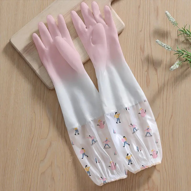仙女洗碗手套女厨房加厚橡胶冬季洗衣服保暖防水手套干家务用的