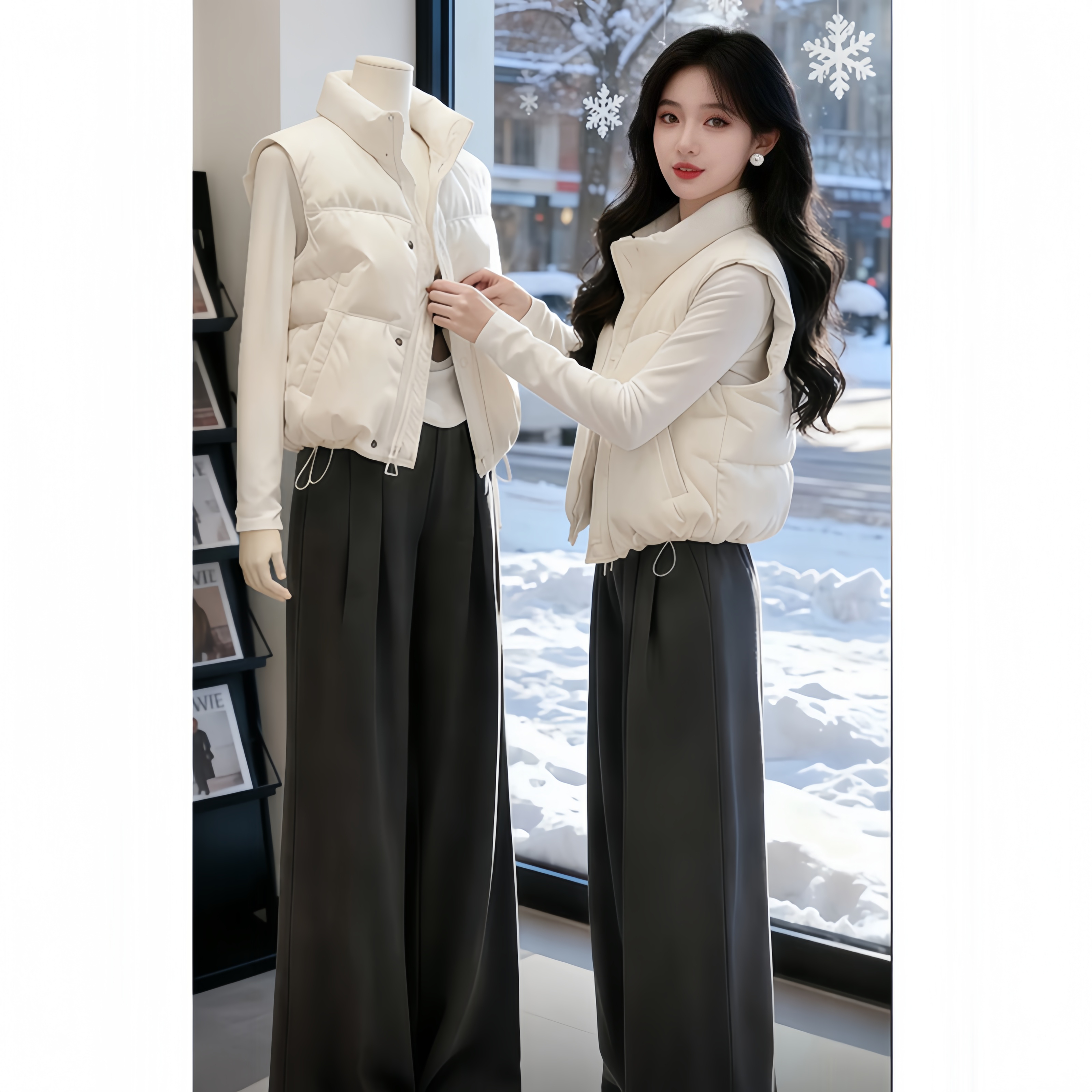 香朵儿【极地星辰】怕冷星人必入 高级感短款棉服马甲显高又利落