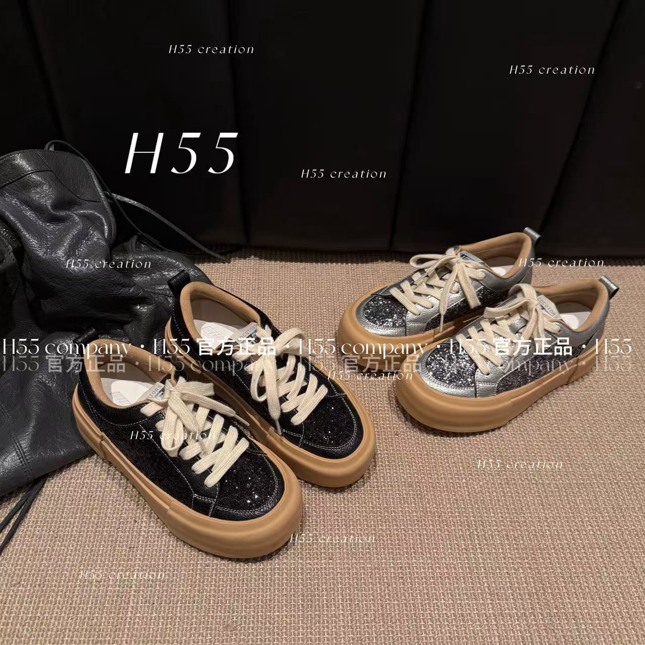 H55-银河繁星｜满钻爆闪格里特复古小板鞋4.5cm56-2841-RD