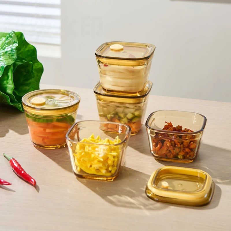 光面正方形小菜泡菜罐分食盒咸菜密封罐玻璃保鲜盒食品级收纳盒