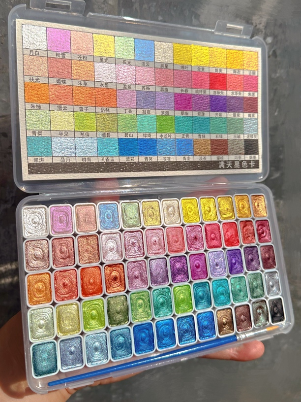 珠光固体水彩颜料美术绘画工具美甲涂色缠花黏土套装