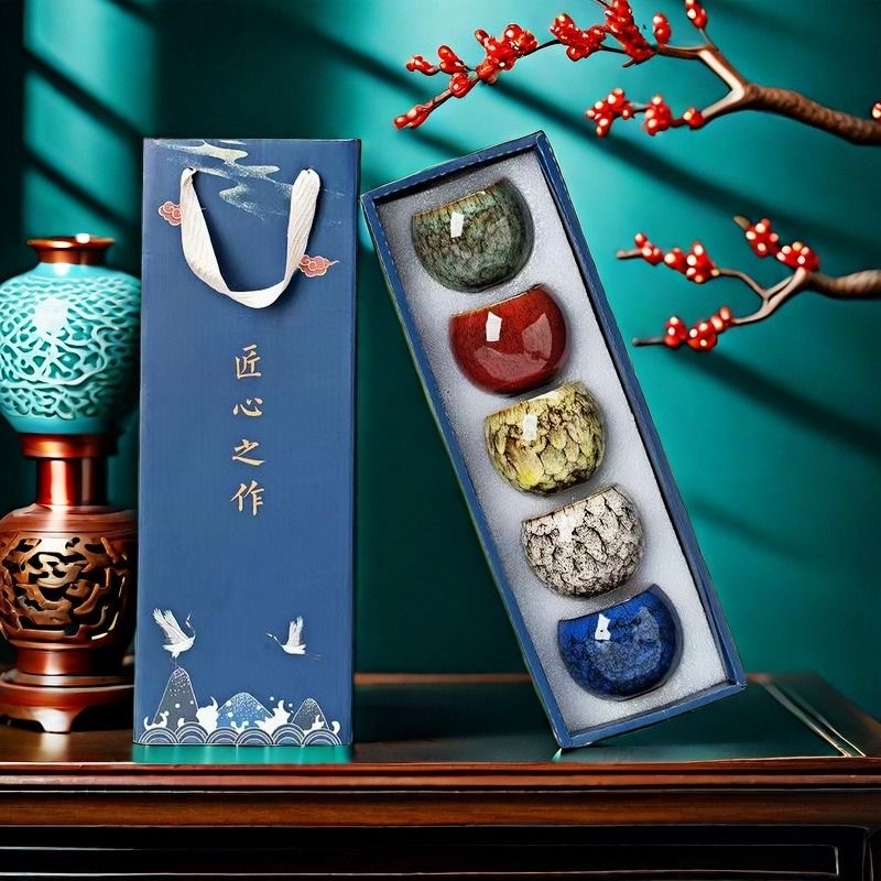 窑变五行杯建盏主人杯茶具品茗杯高档单个大号功夫茶杯茶盏茶碗