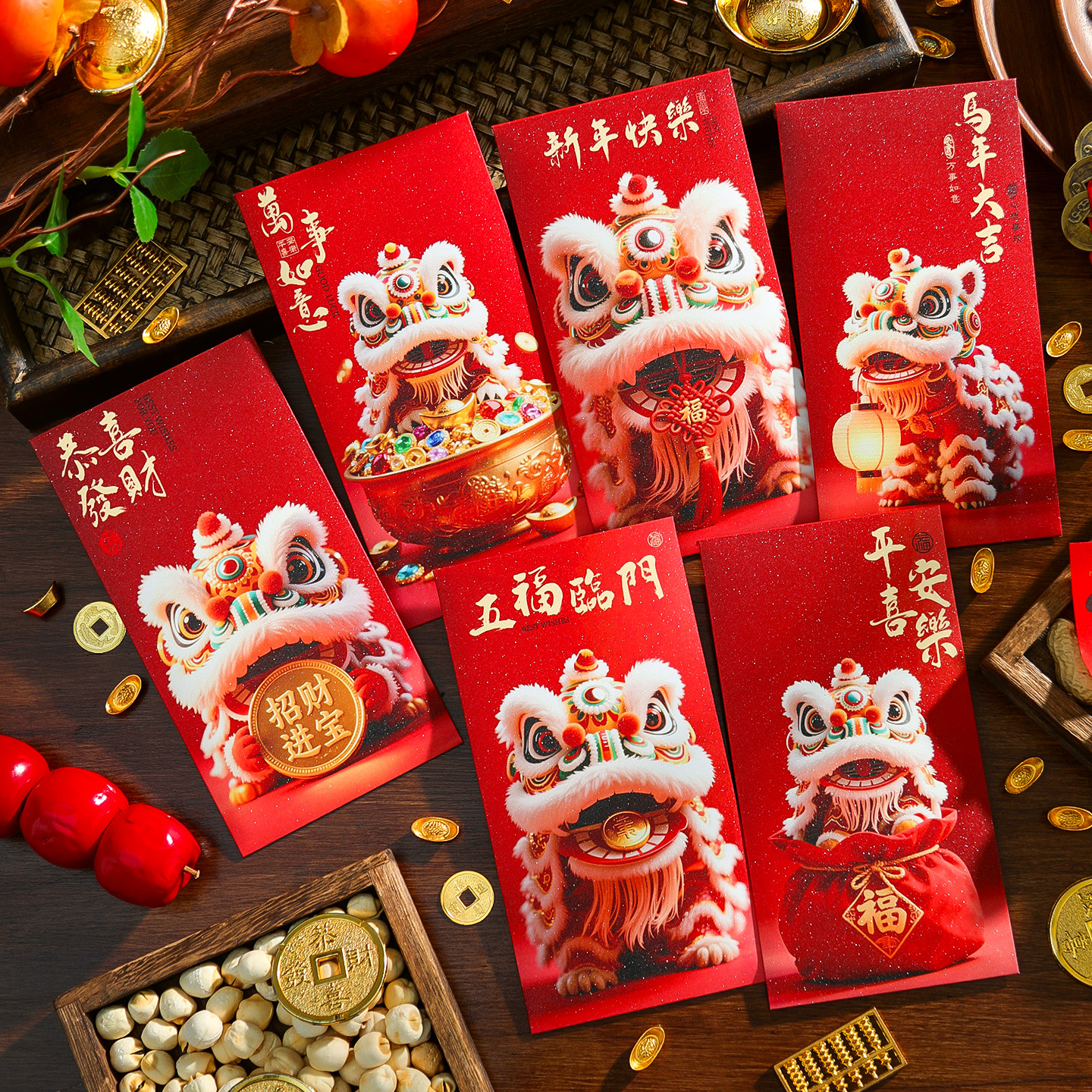 菲寻马年红包袋创意2026新款春节过年儿童压岁钱包新年醒狮利是封