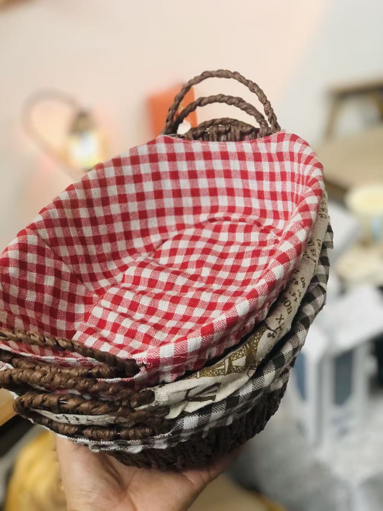 （hasoy新疆包邮）收纳包篮子布和面包篮子一套野餐家用