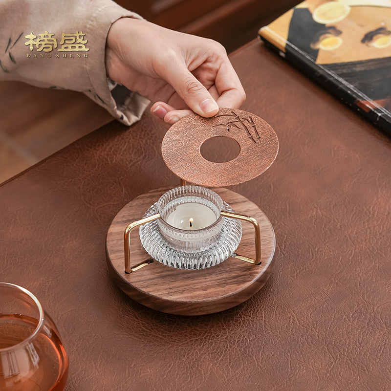 榜盛实木蜡烛温茶炉温茶器煮茶炉蜡烛底座套装花茶煮茶器
