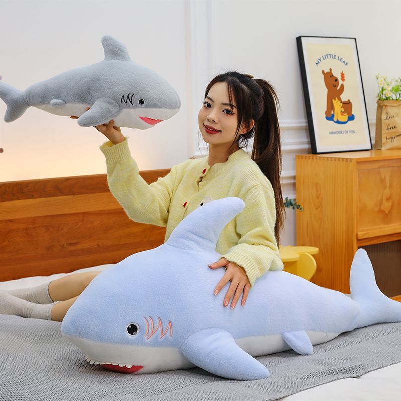 可爱鲨鱼抱枕公仔毛绒玩具抱睡觉床上玩偶儿童娃娃生日礼物送女友