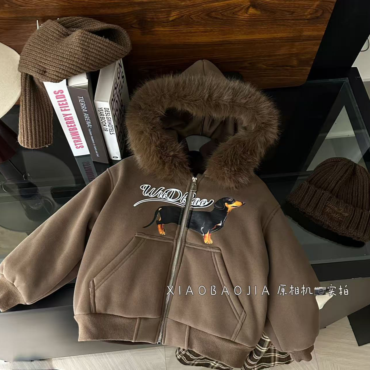 大毛领加绒厚外套羊驼绒儿童2025小宝家秋冬新款厚款保暖时尚上衣