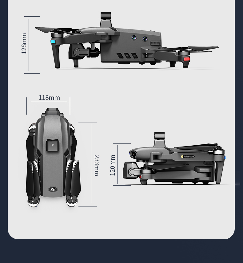 高清4K航拍定位无人机视觉绕行避障三轴防抖云台带屏遥控飞行器