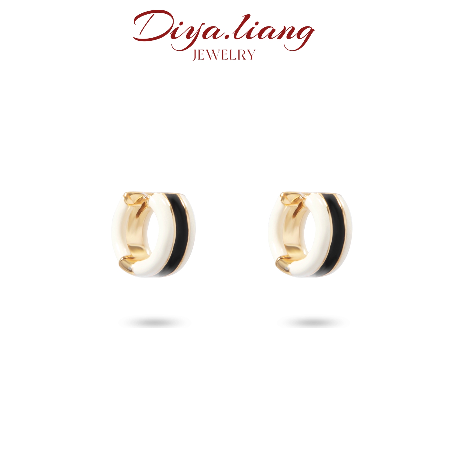 925银耳饰 梁雅帝七夕专属【夹心巧克力】白色珐琅滴釉百搭纯银耳饰