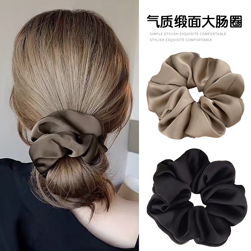 丝滑缎面丸子头大肠发圈女高级感气质扎头发头绳法式复古发绳头饰