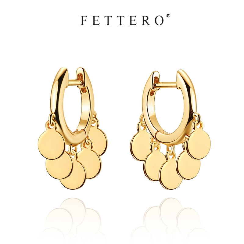 fettero 铜合金耳饰 【圆片摇铃耳环】高定设计时尚气质百搭耳饰