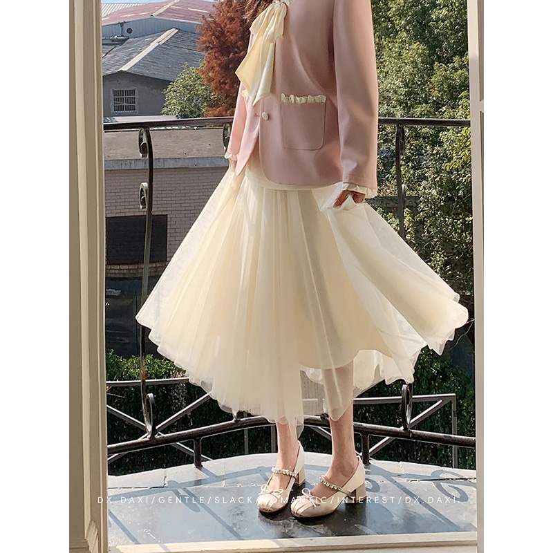 代大喜【漫步云端】温柔优雅垂感法式长款白纱裙半身裙2025春季新款