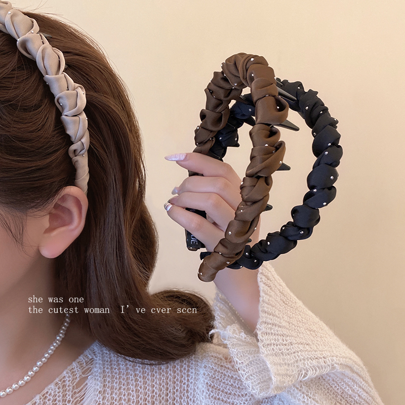 韩版气质小香风百搭碎发闪钻发卡时尚外出高颅顶带齿头箍发饰新款