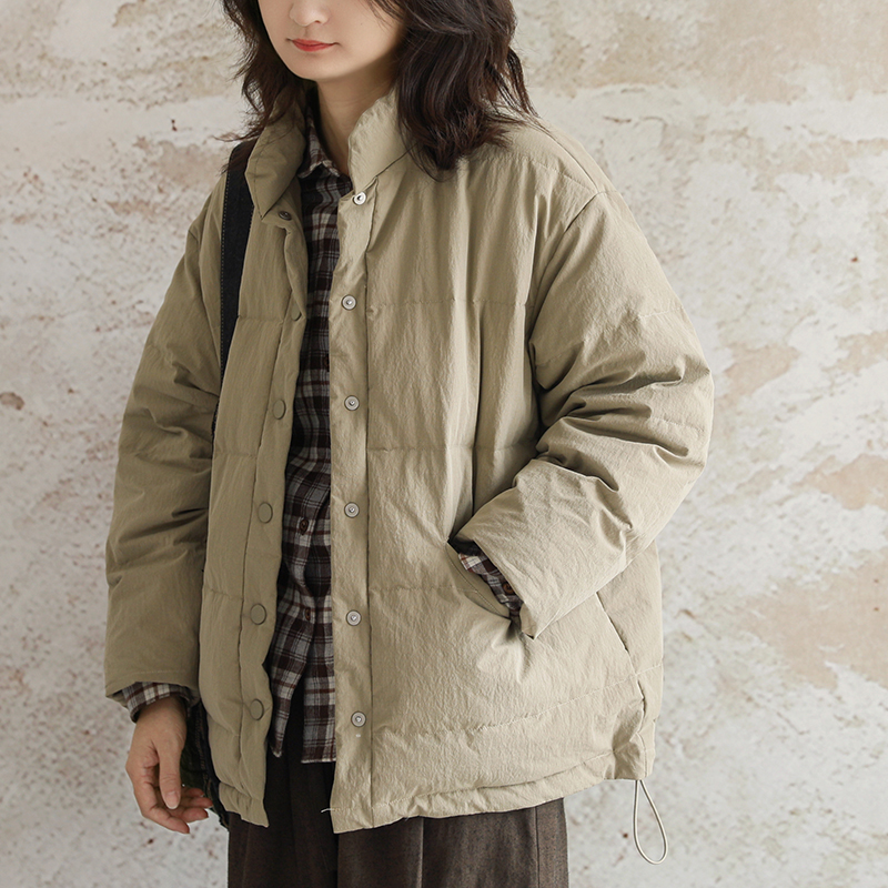 尘染·95鹅绒·轻薄立领羽绒服女款冬季短款紫色外套保暖鹅绒服