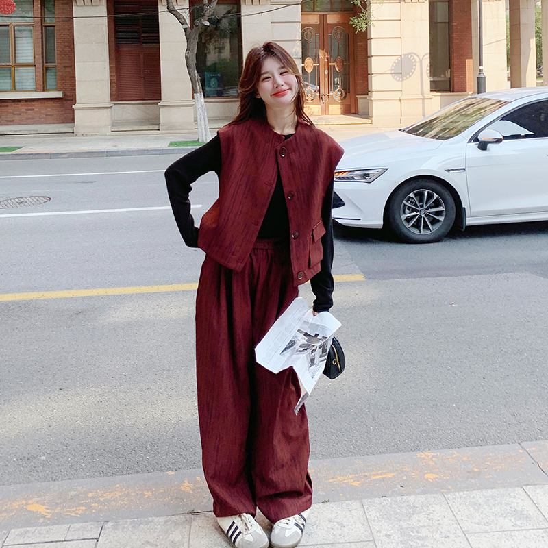 时尚氛围感通勤减龄套装女秋季新款超百搭气质马甲内搭长裤三件套