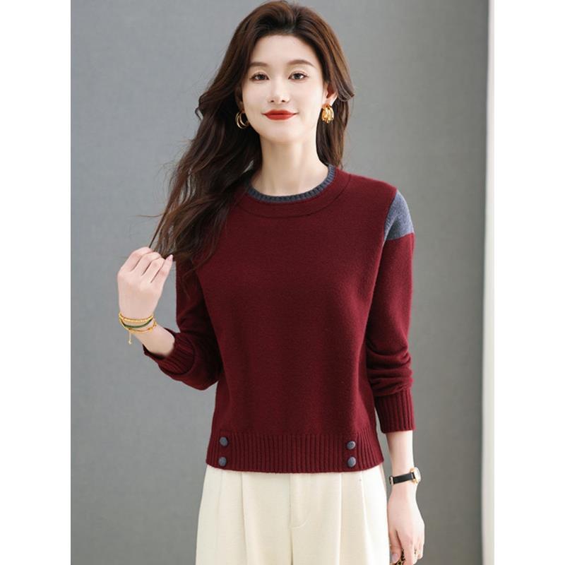 红色短款毛衣女小个子春秋冬2025新款时尚高腰内搭爆款洋气打底衫