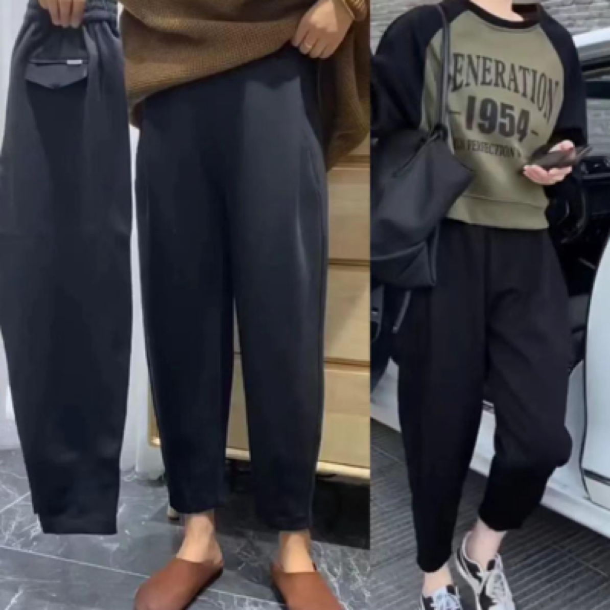 2025年春季新款休闲卫裤女高腰宽松显瘦哈伦裤时尚九分裤百搭卫裤