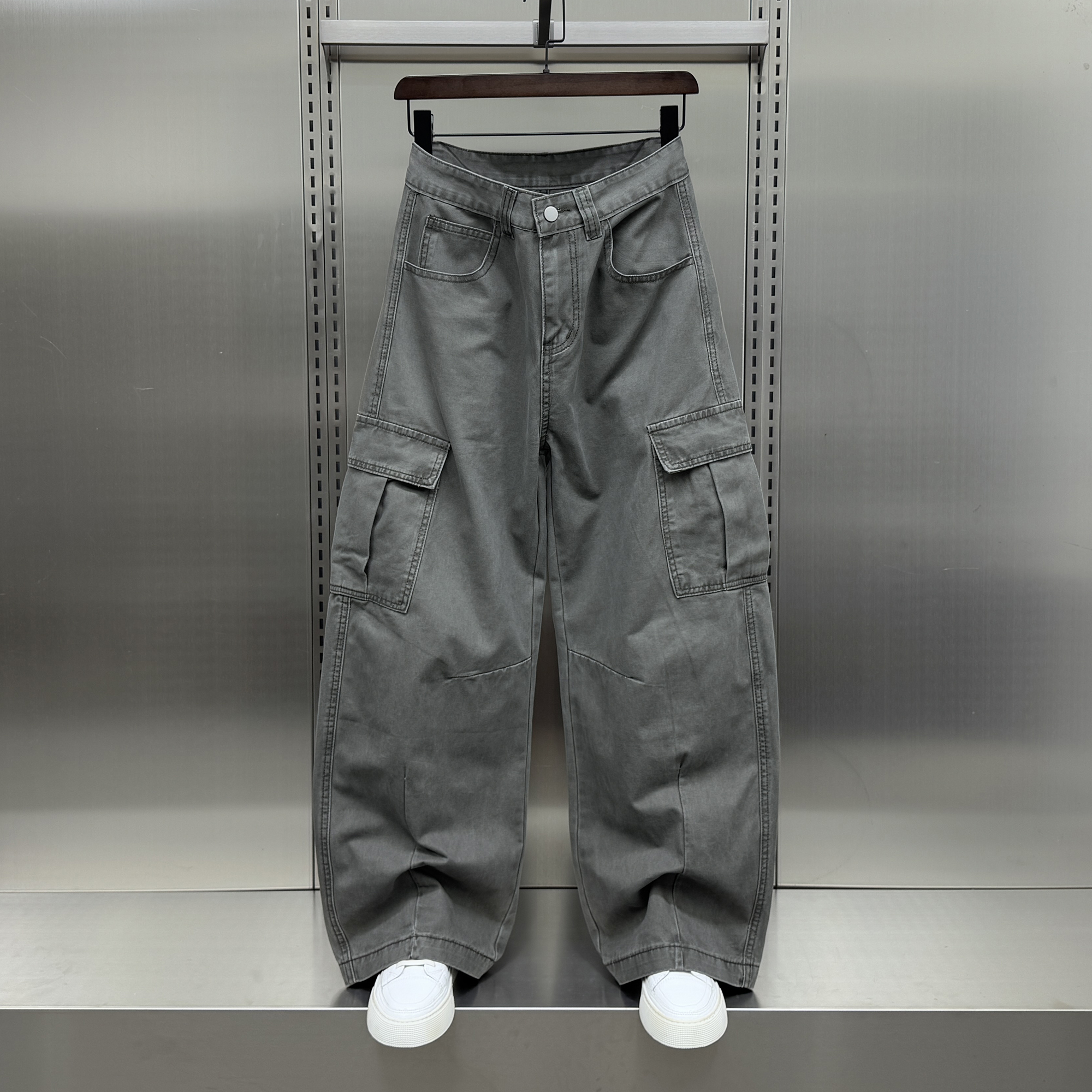 美式高街重磅大口袋工装裤2025秋季新款全棉百搭宽松弯刀裤春秋款