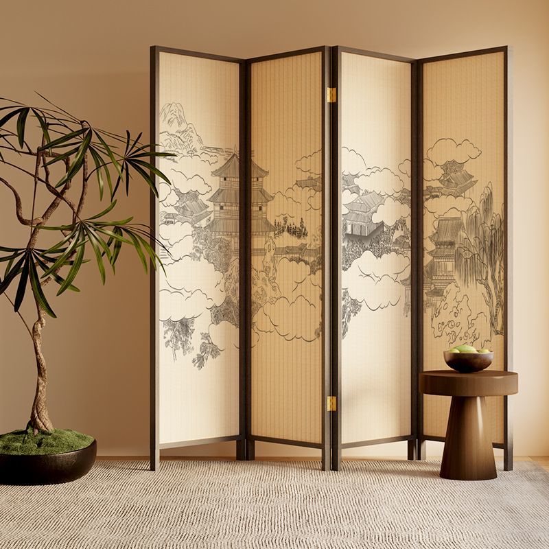 新中式屏风入户隔断客厅屏风遮挡餐厅屏风隔断办公室屏风家用折屏