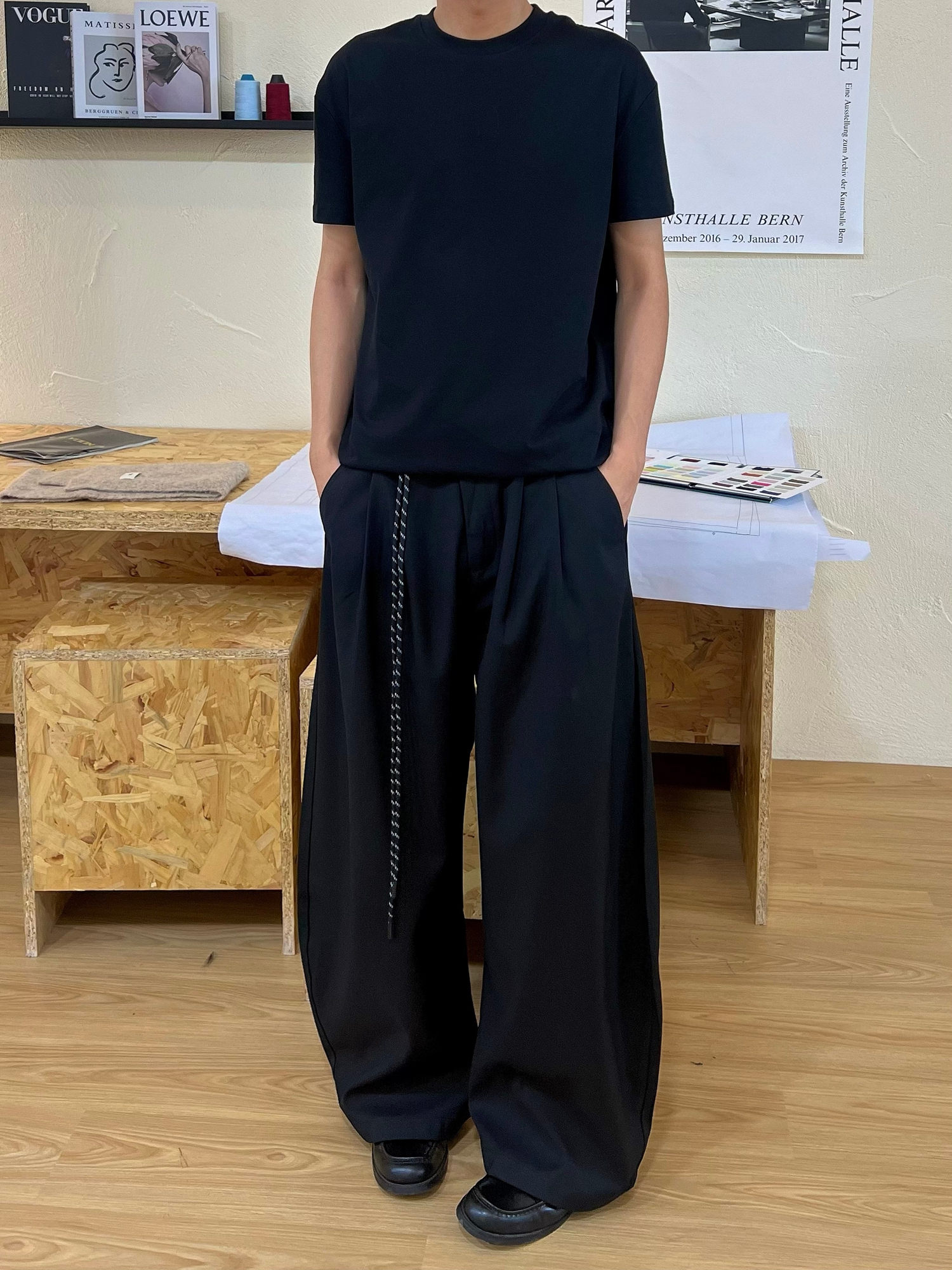 cleanfit弯刀西裤男女A字版简约高级宽松休闲显瘦阔腿宽松长裤