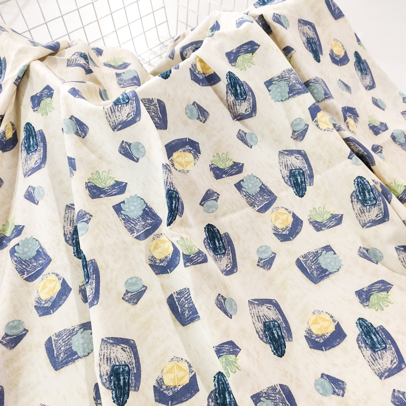 冰冰/雪 精品棉绸布料 夏季凉爽人造棉绵绸 服装连衣裙印花面料