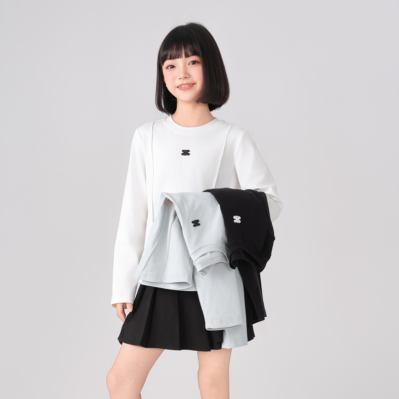 2235女童打底衫2025新款爆款秋款洋气时髦百搭简约纯色中大童上衣