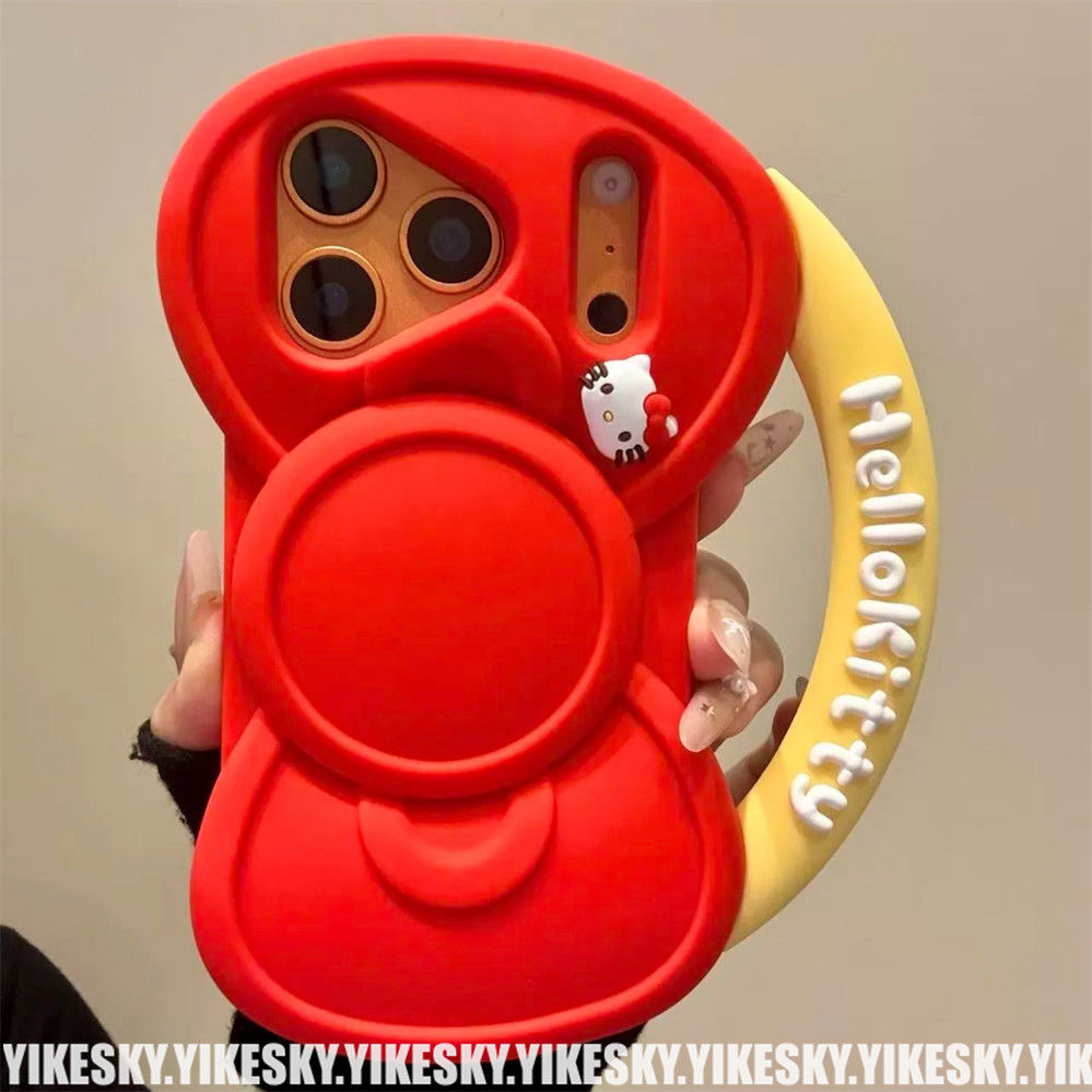 【宝贝】立体手提红蝴蝶结KT苹果17promax手机壳iPhone16151413硅胶