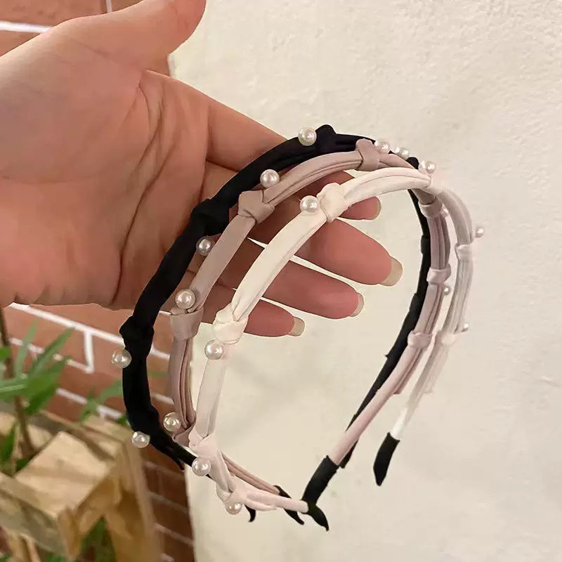 韩系发饰2025新款高级感打结珍珠细款发箍女时尚头箍气质发饰