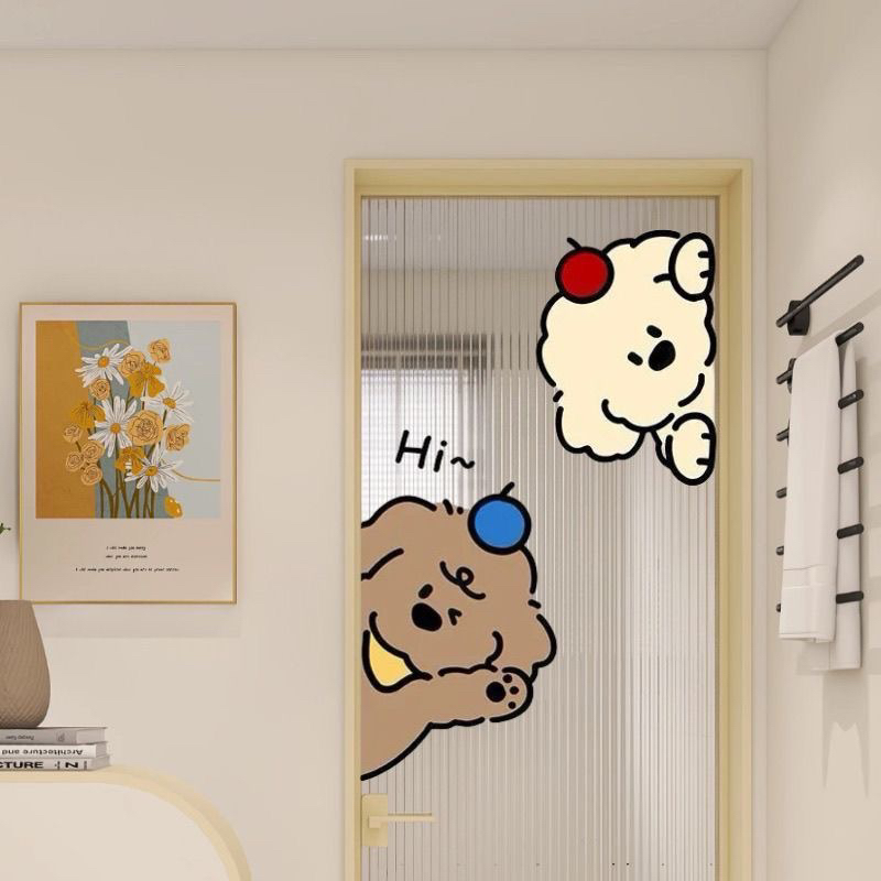 爆探头小狗防水贴纸不留胶防撞贴玻璃装饰贴创意推拉门贴遮丑贴画