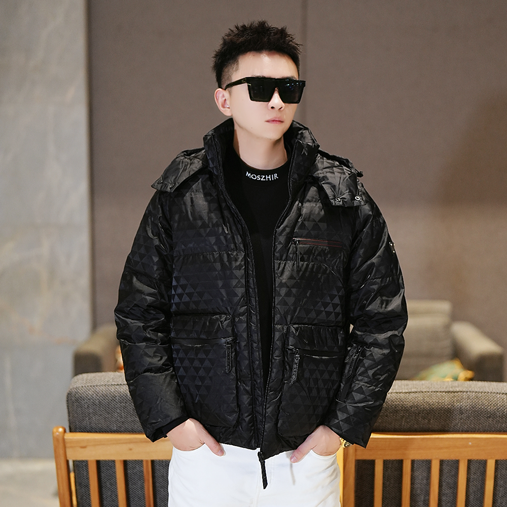 【一衣三穿袖子可拆】冬季男士轻奢潮流百搭休闲保暖暗纹提花羽绒服