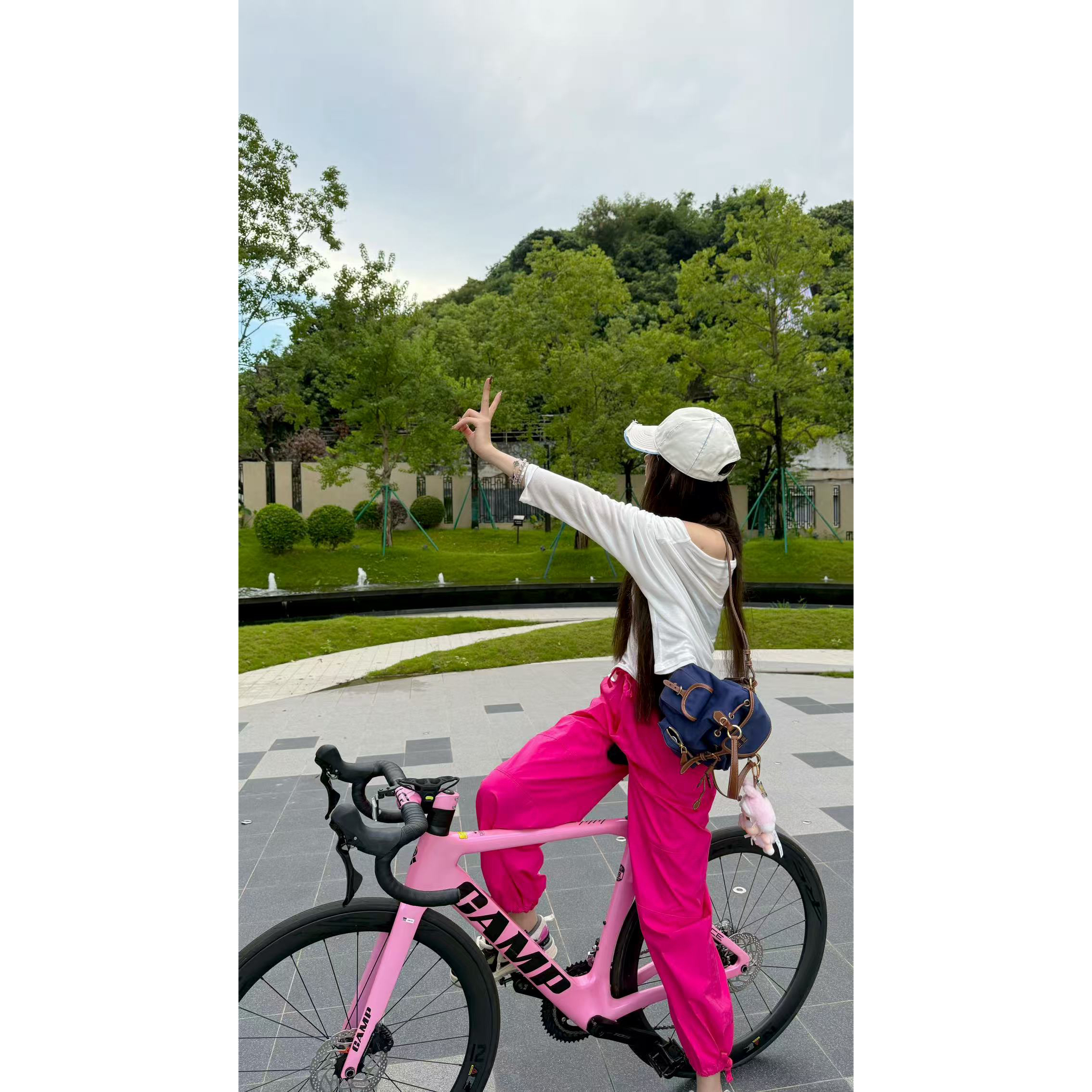 多巴胺美式工装裤可束脚宽松长裤阔腿个性松紧裤子女