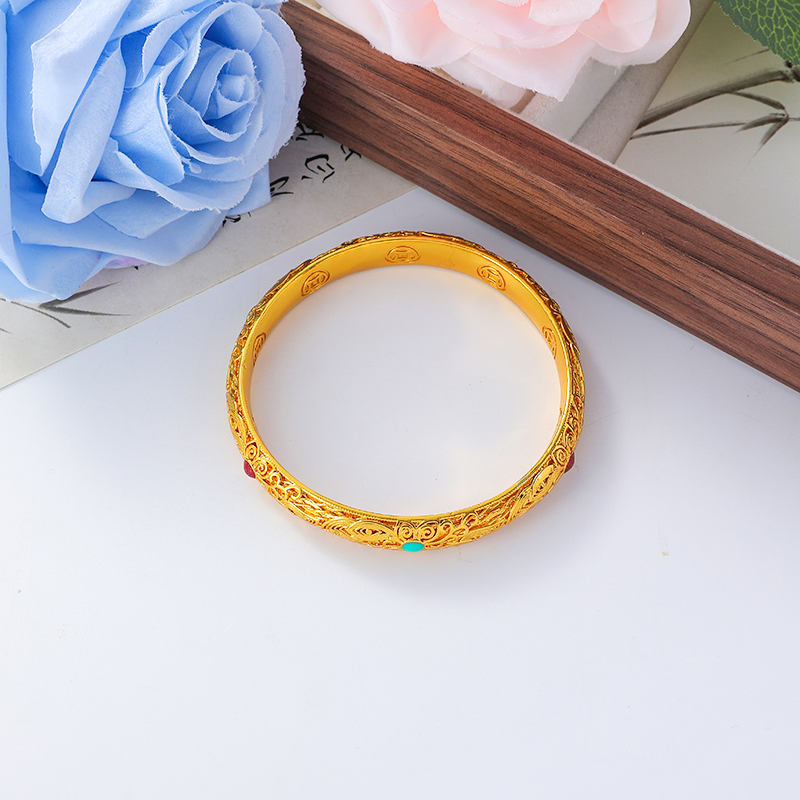 铜合金锆石手链 金店同款珐琅皇后手镯新中式时尚送女友礼物