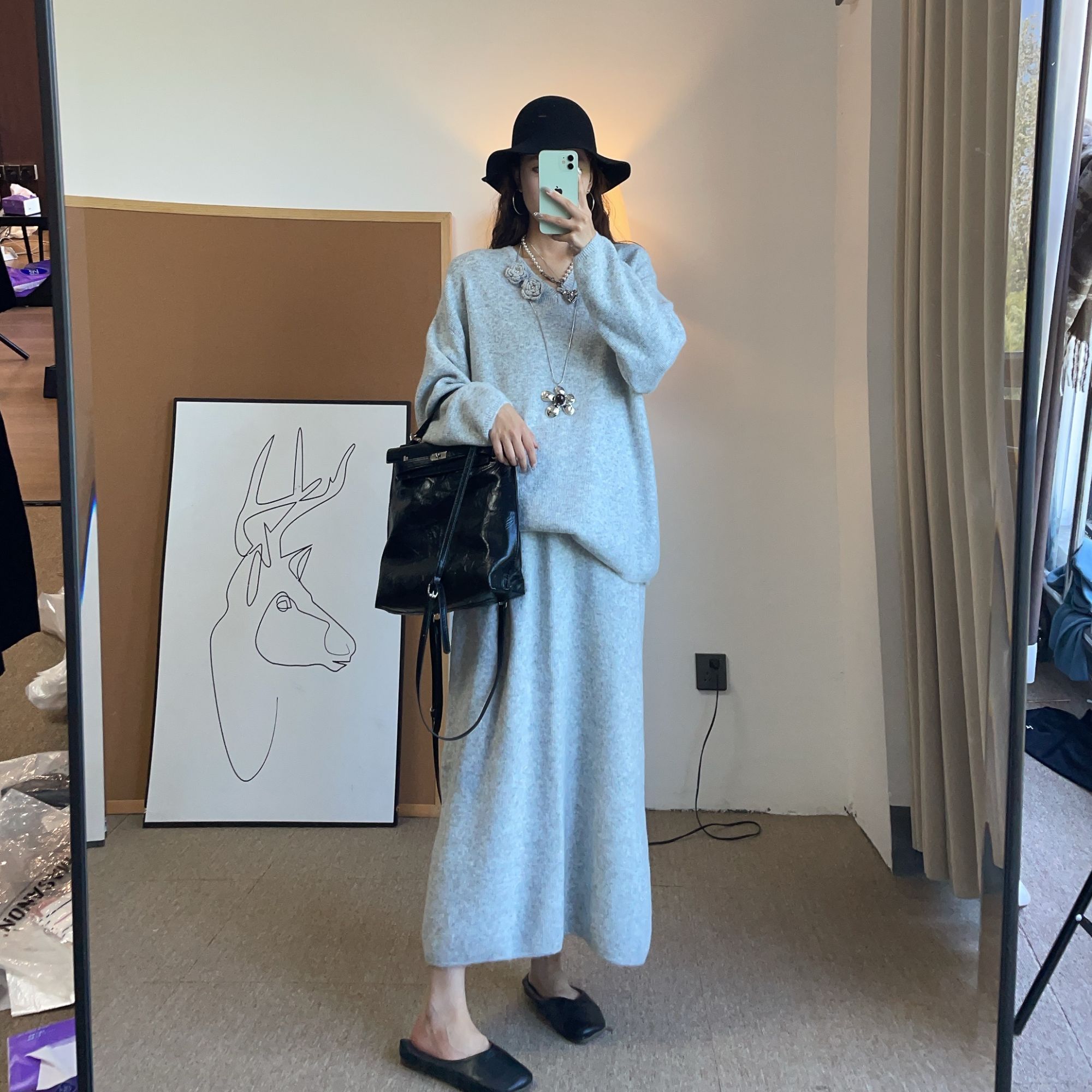 孕妇装春季毛衣套装两件套针织半身裙秋冬高级感气质加厚孕期衣服