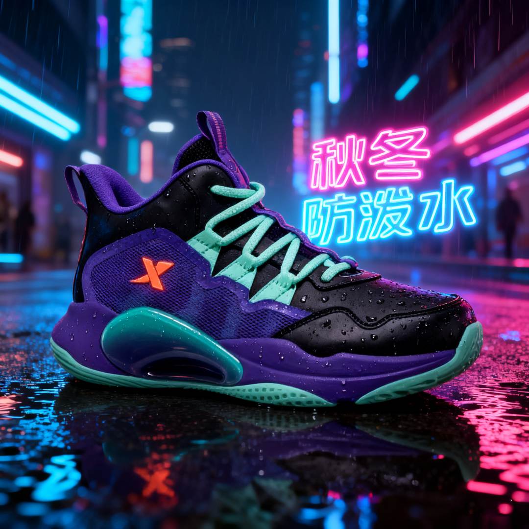 特步儿童篮球鞋男童6-12岁秋冬防水革面运动鞋专业实战训练篮球鞋