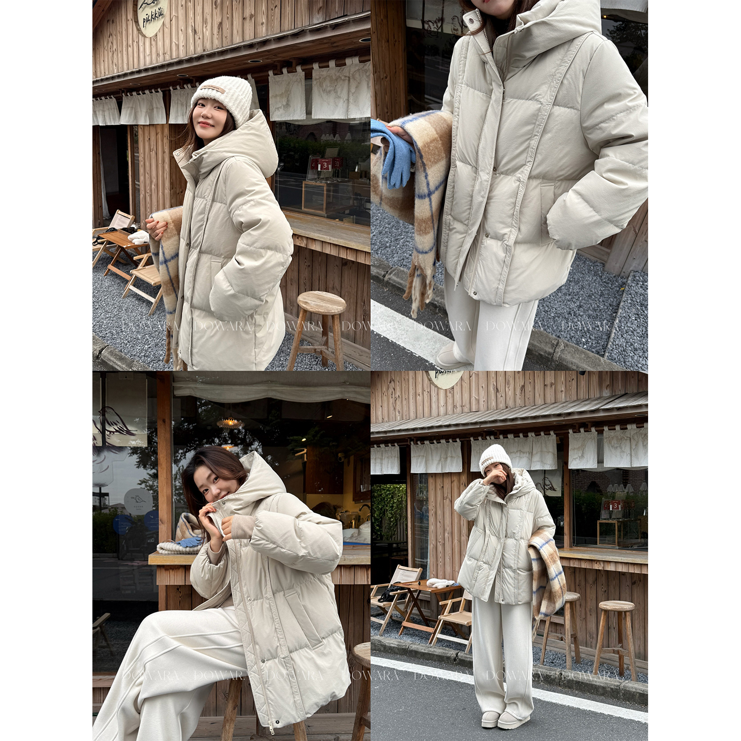 大婉酱微胖定制【惬意暖冬】90白鸭绒羽绒服头包脸连帽外套女 1069D