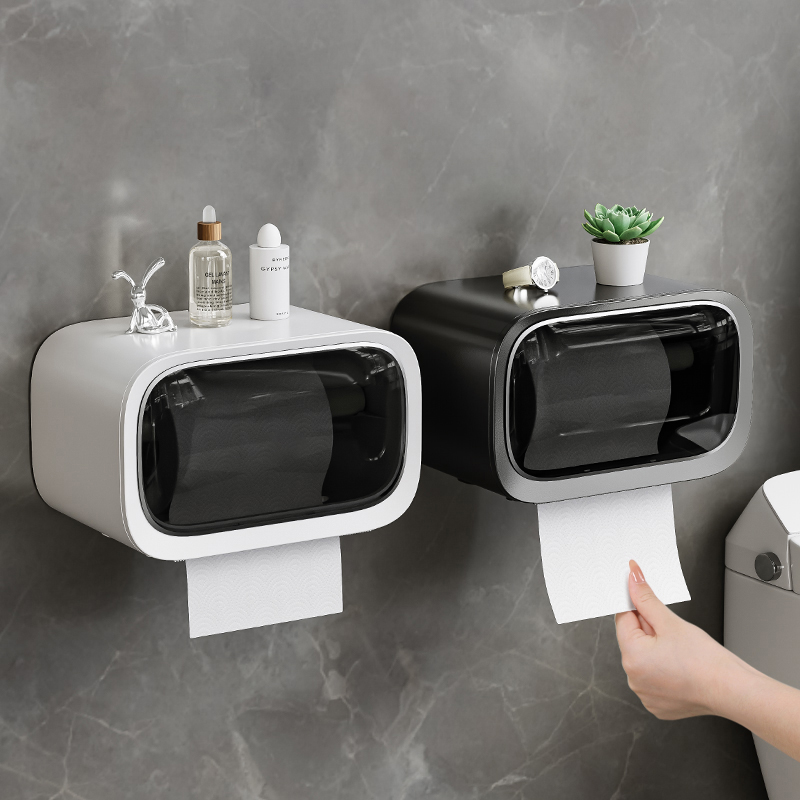 卫生间厕纸盒纸巾盒厕所放置卫生纸抽纸盒防水免打孔壁挂式高级感