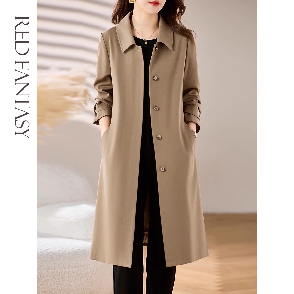 2025新款高级感风衣外套女中长款春秋季高端气质淑女休闲显瘦大衣