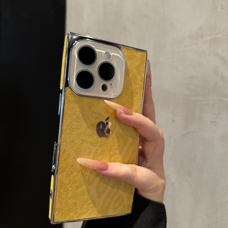 方形满屏豹纹适用苹果16promax手机壳创意iPhone15时尚14简约13女