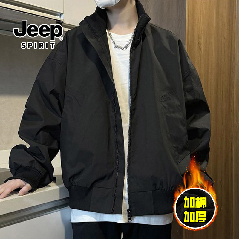 JEEPSPIRIT/吉普棉衣冬立领飞行夹克高街棒球服加棉加厚港风休闲