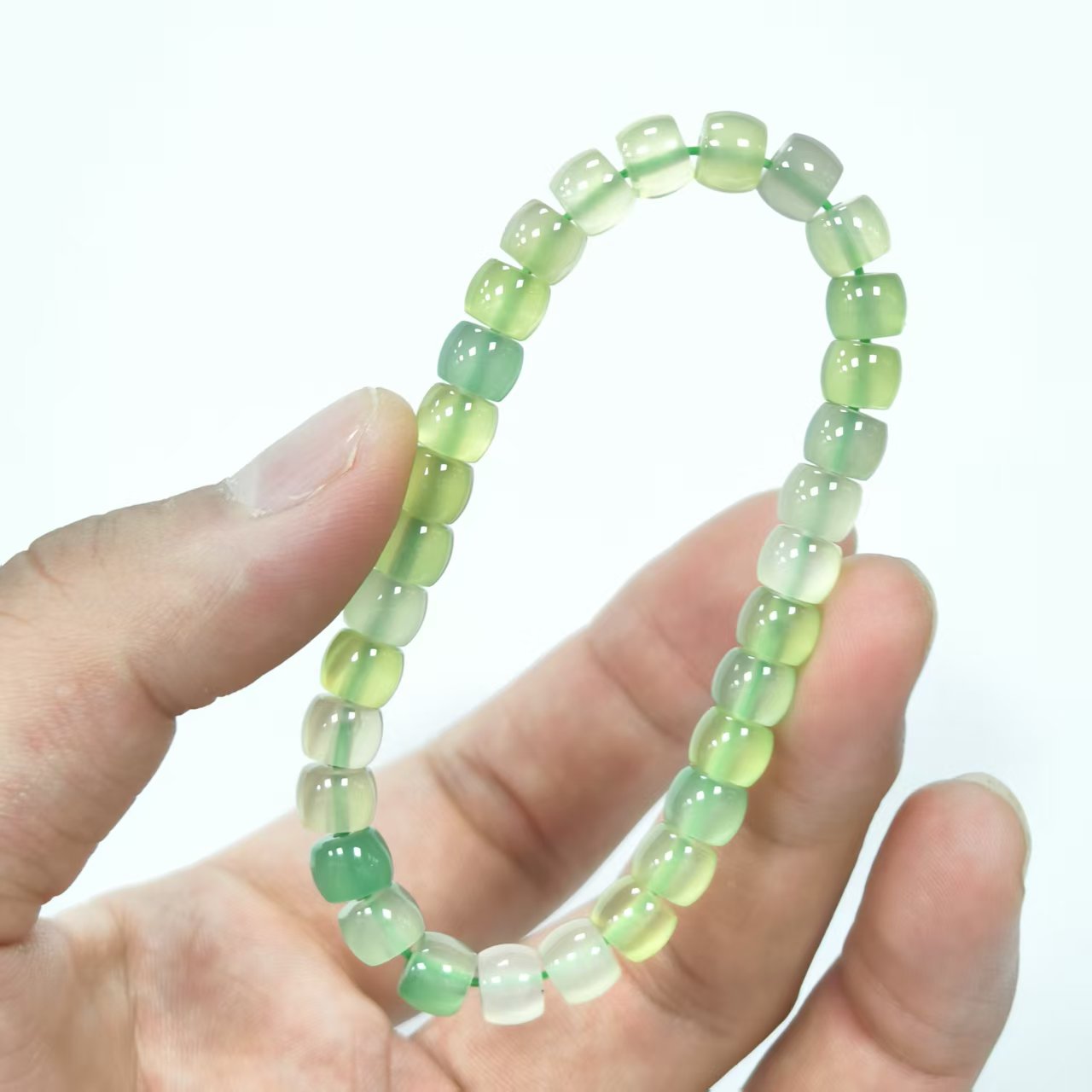 精工 直切归圆 葡萄绿玛瑙 天单圈手链夏日冰感多巴胺玛瑙手串